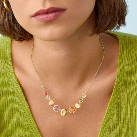 Jaipur Colour Yellow Gold and Semi-Precious Gemstone Necklace image number 1